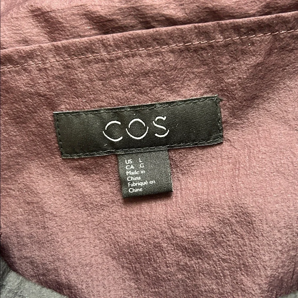 COS Men's Large Hooded‎ Packable Lightweight Anorak Dark Burgundy Purple/Black